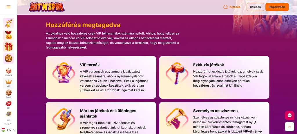 VIP Szintek